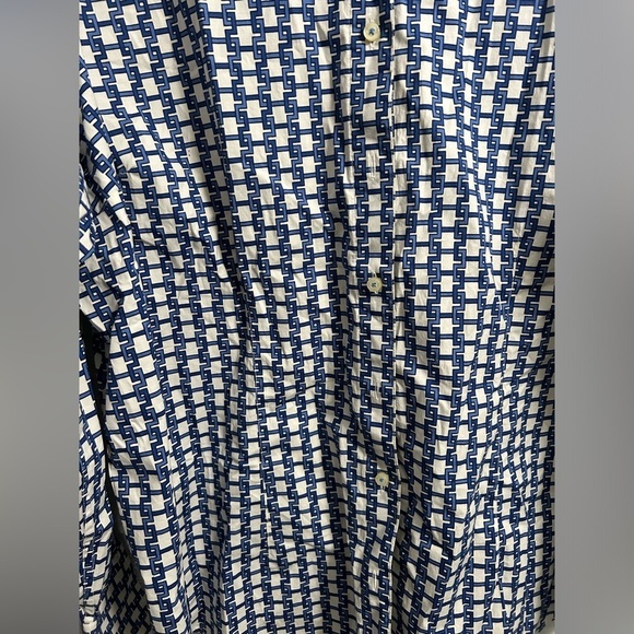 Tommy Hilfiger Button Shirt Women’s Blue White Geometric Pattern Stretch Size 20 - Picture 3 of 6